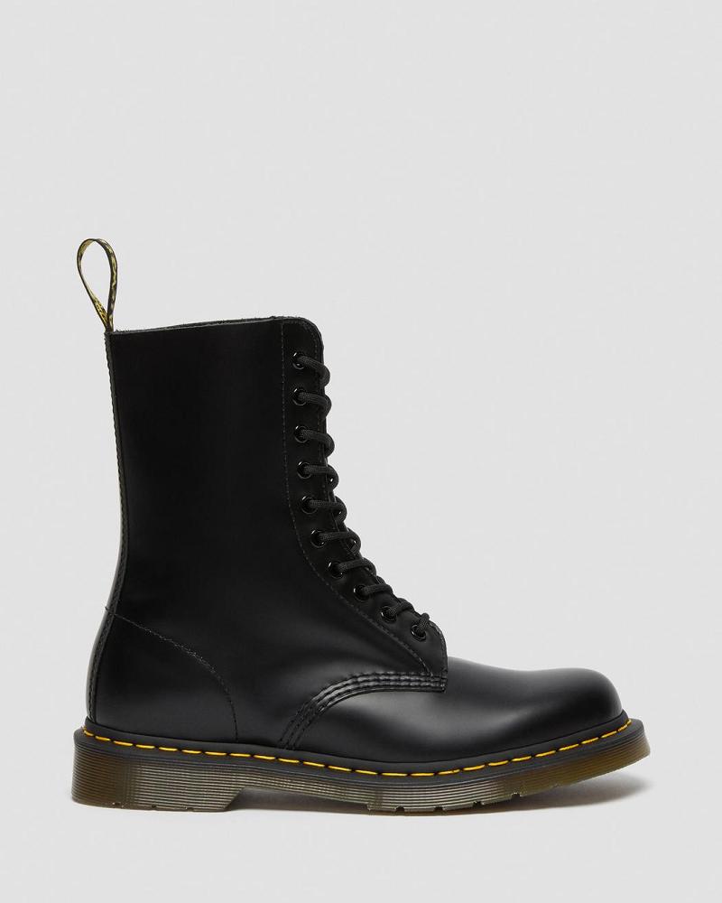 Men's Dr Martens 1490 Smooth Leather Mid Calf Ankle Boots Black | AU 416DFM